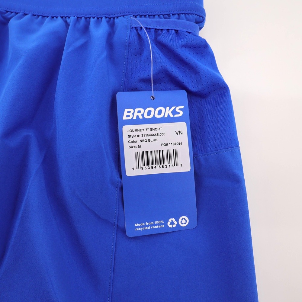 NEW Brooks Journey 7" Running Shorts Neo Blue Men Size Medium Brief Liner - Picture 3 of 6
